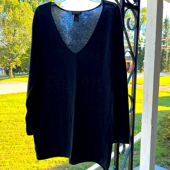 ⭐️ Lane Bryant long sleeve v-neck black tunic top women plus size 14/16 - Picture 1 of 15